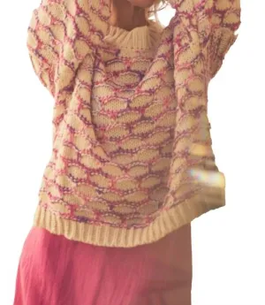 Lola Honeycomb Sweater In Magenta Multi