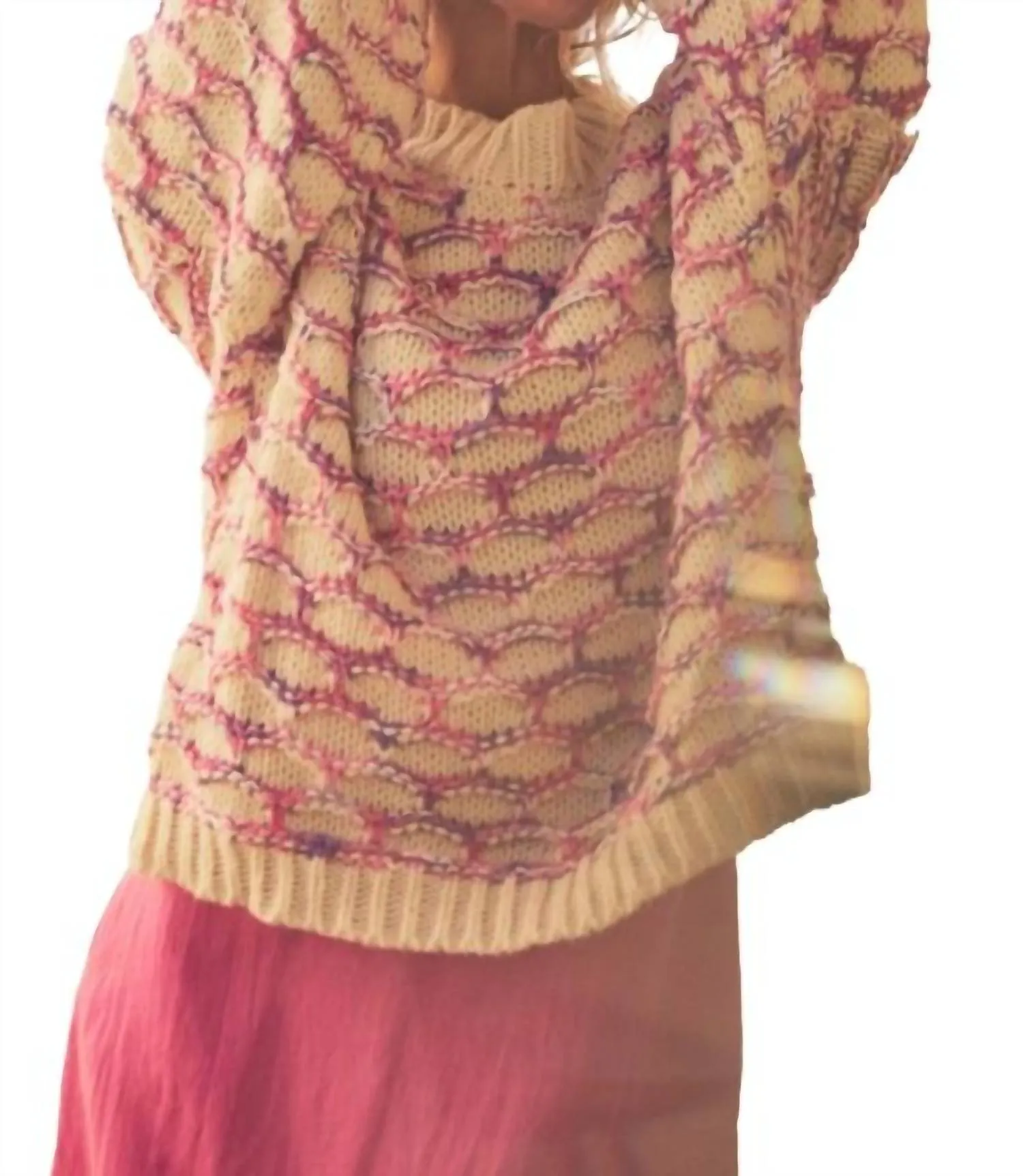 Lola Honeycomb Sweater In Magenta Multi