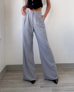 Madison Avenue Pinstripe Trousers - Grey
