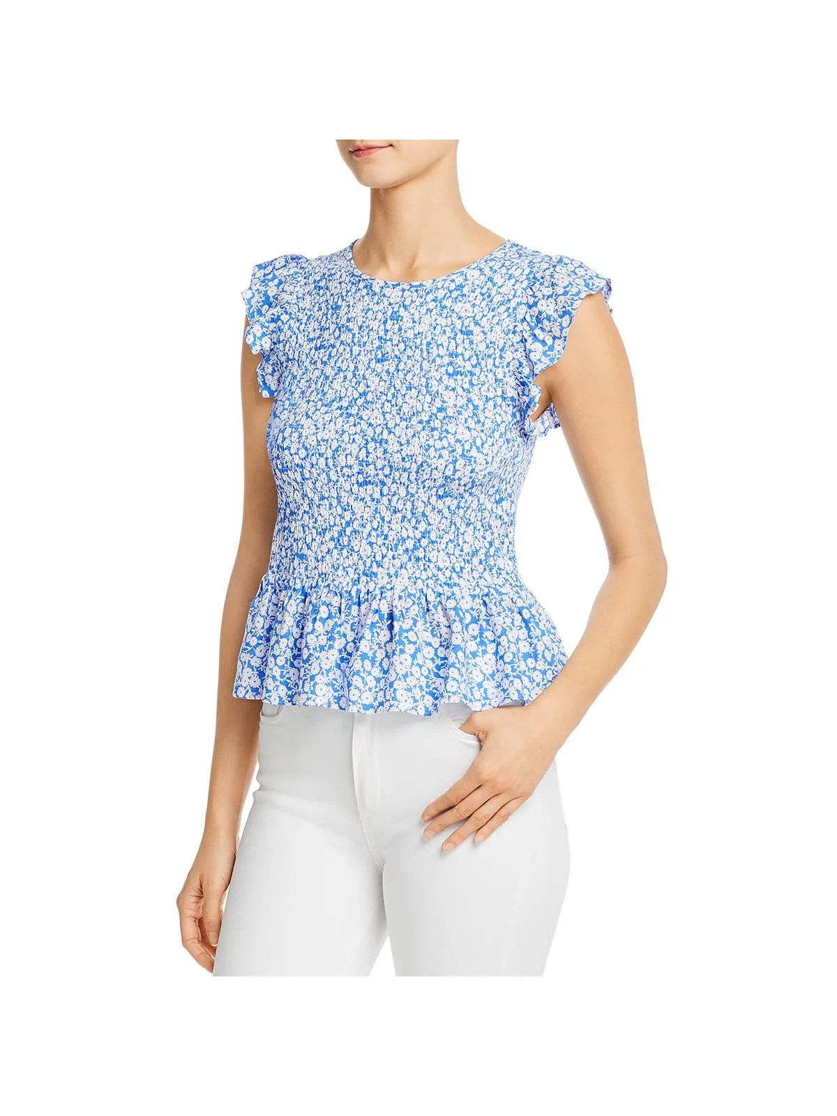 Marilyn  Womens Floral Smocked Casual Top