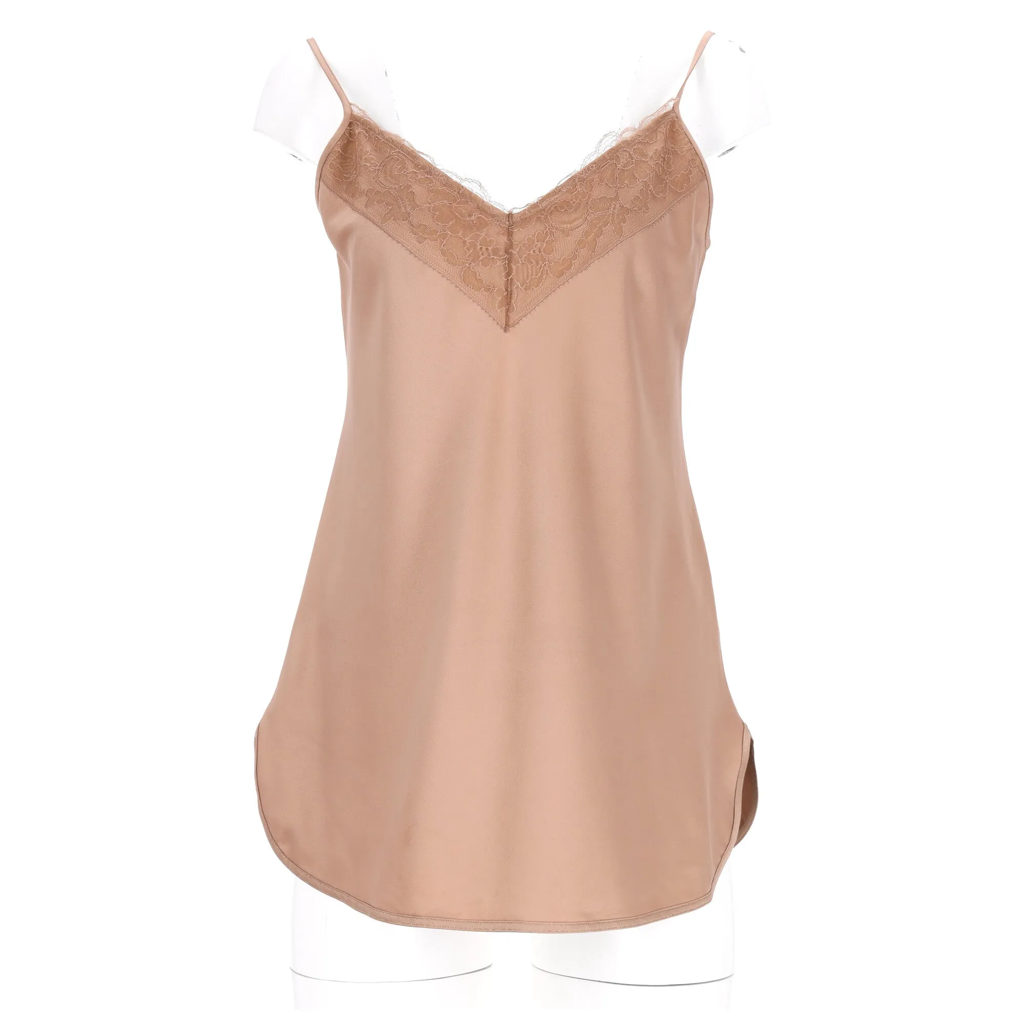 Max Mara Leisure Lace-Trim Camisole in Brown Silk
