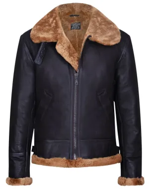 Mens B3 Aviator Real Sheepskin Leather Flying Jacket-Oxford
