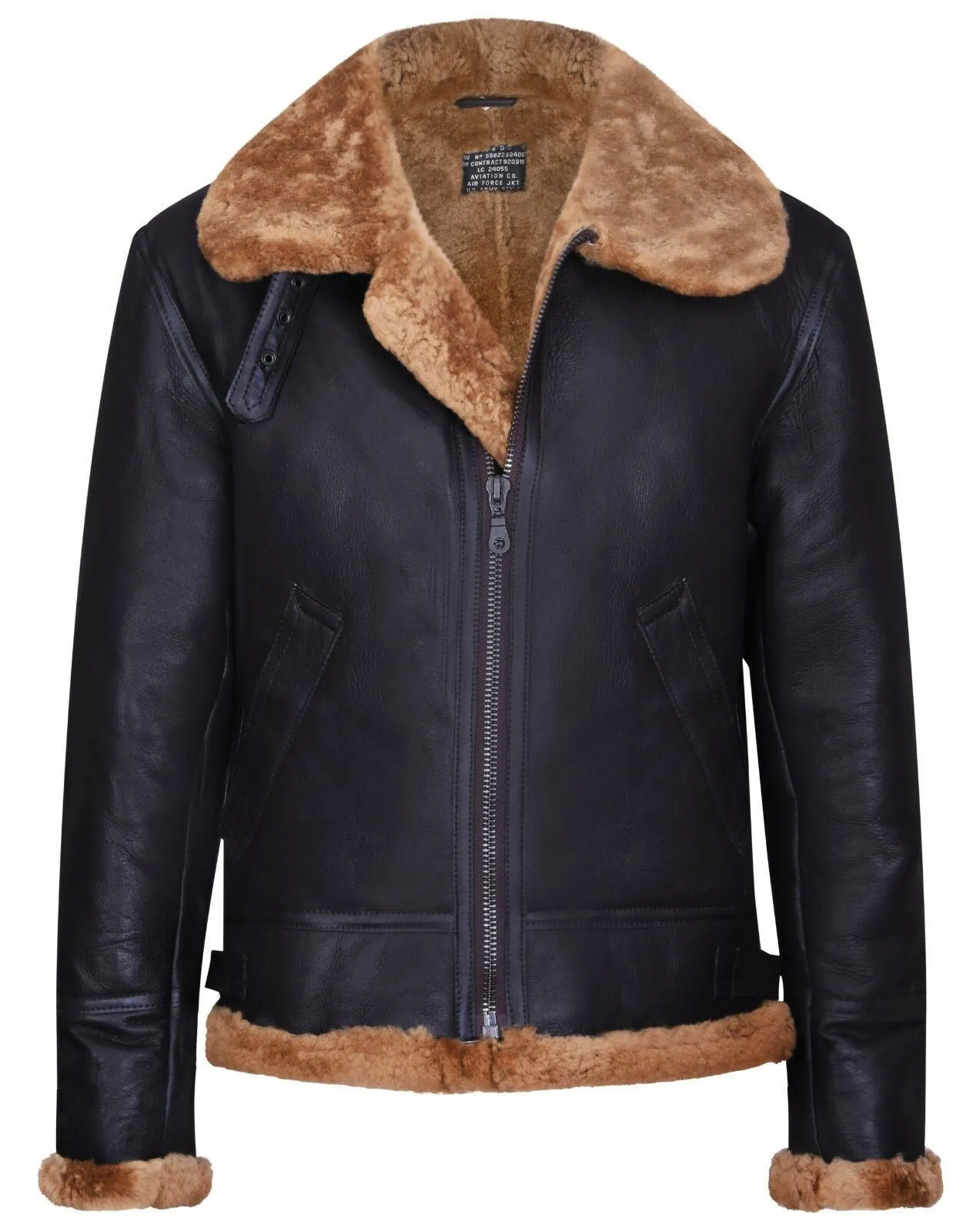 Mens B3 Aviator Real Sheepskin Leather Flying Jacket-Oxford