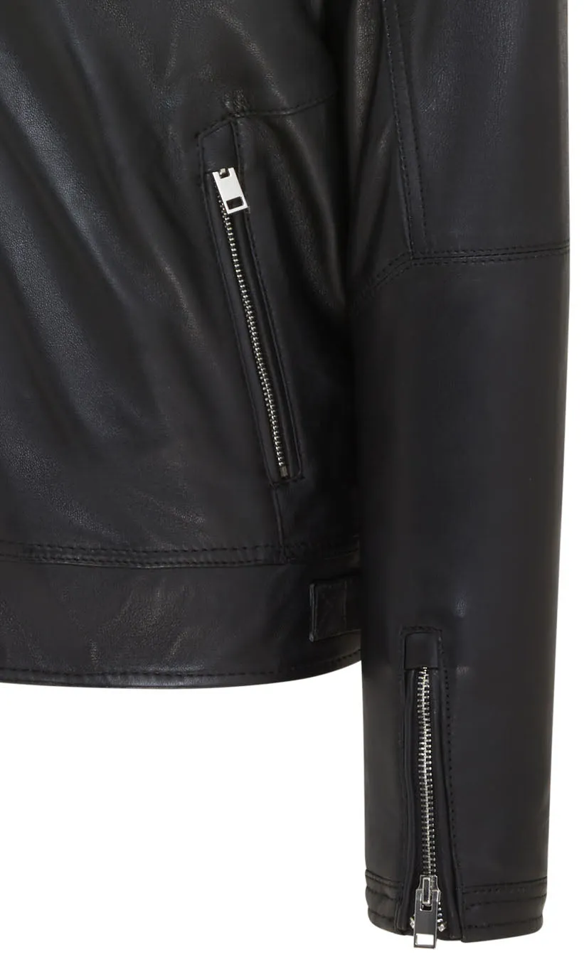 Mens Black CafÃ Racer Biker Leather Jacket - Aniak