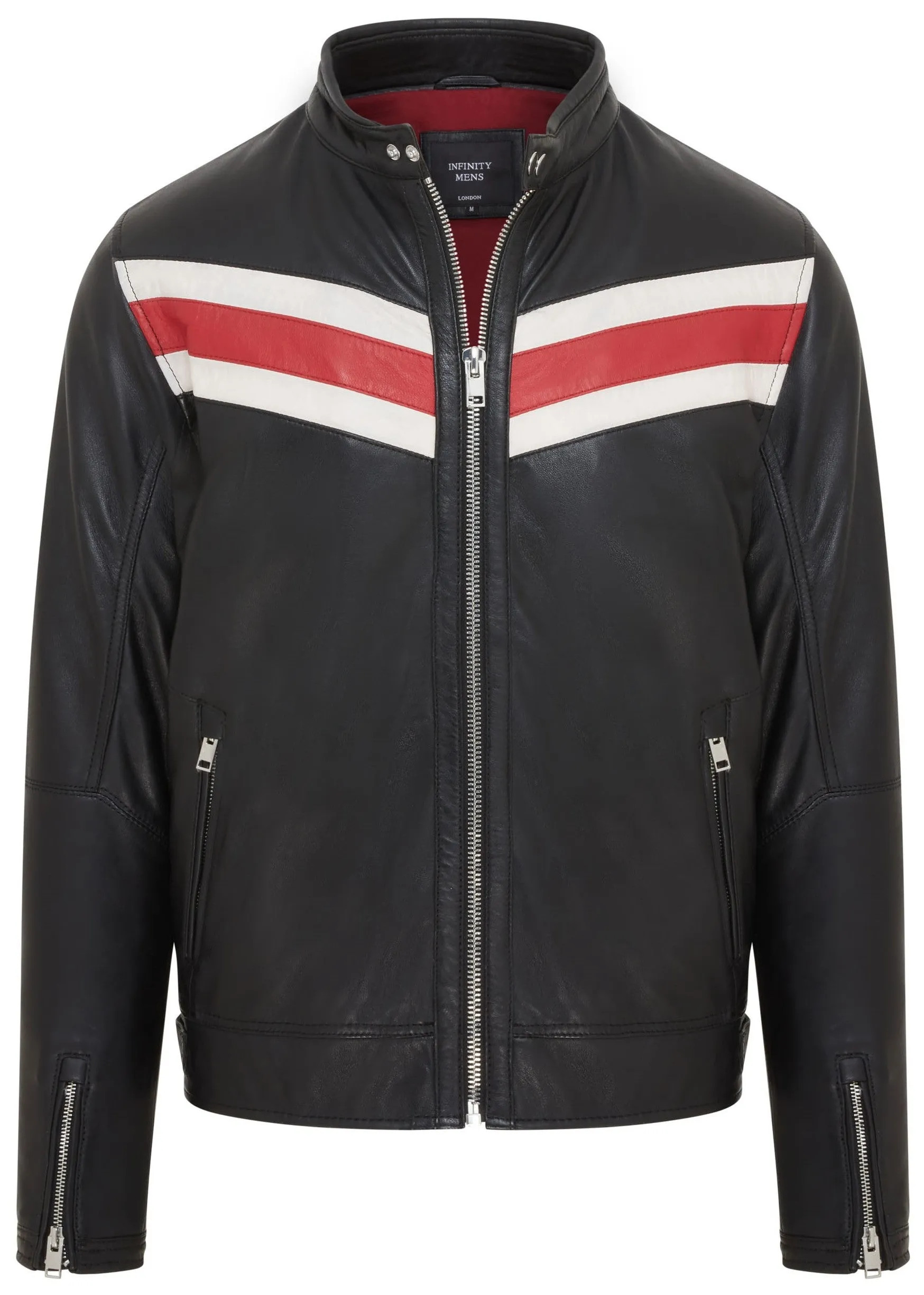 Mens Black CafÃ Racer Biker Leather Jacket - Aniak
