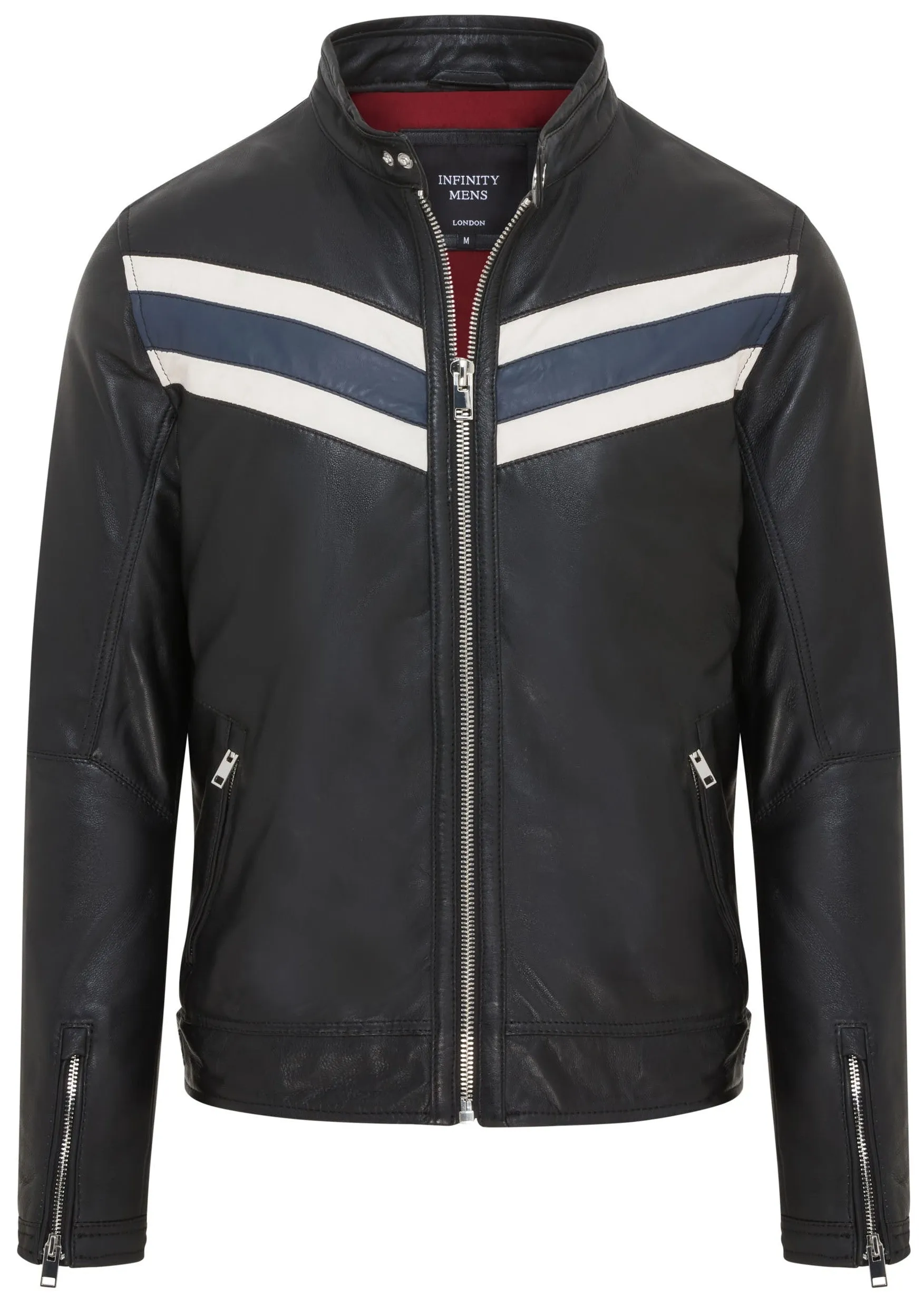 Mens Black CafÃ Racer Biker Leather Jacket - Aniak