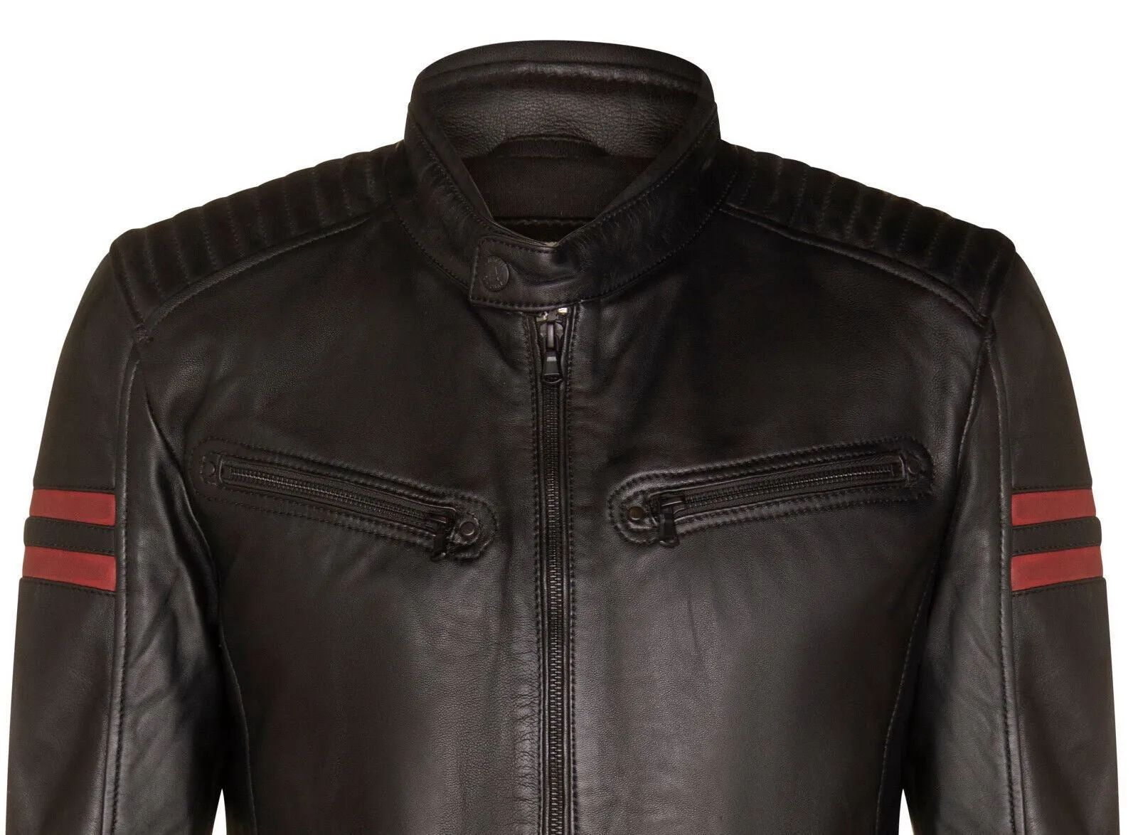 Mens Black Leather Retro Bomber Jacket - Rome