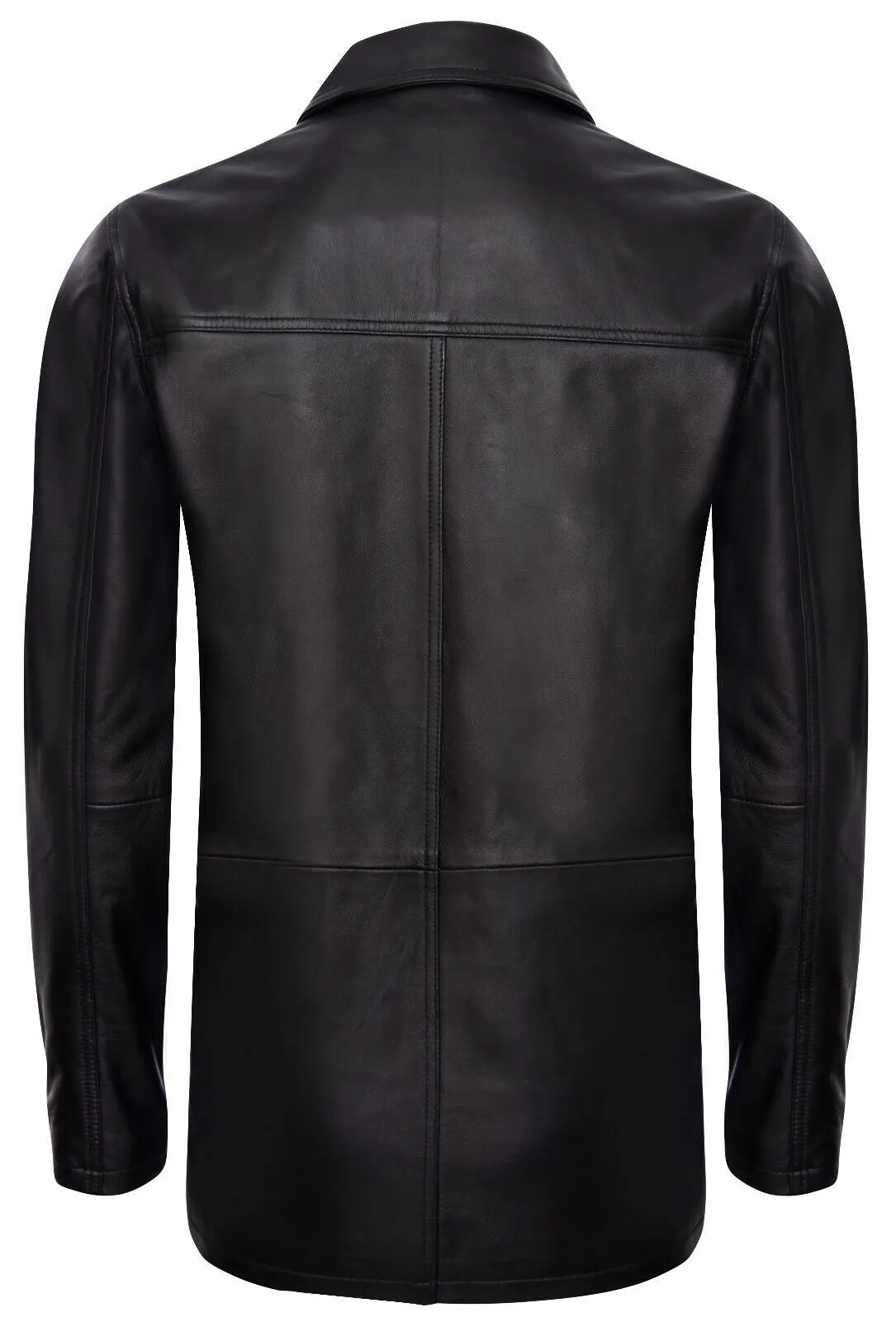 Mens Black Leather Safari Jacket-Porto