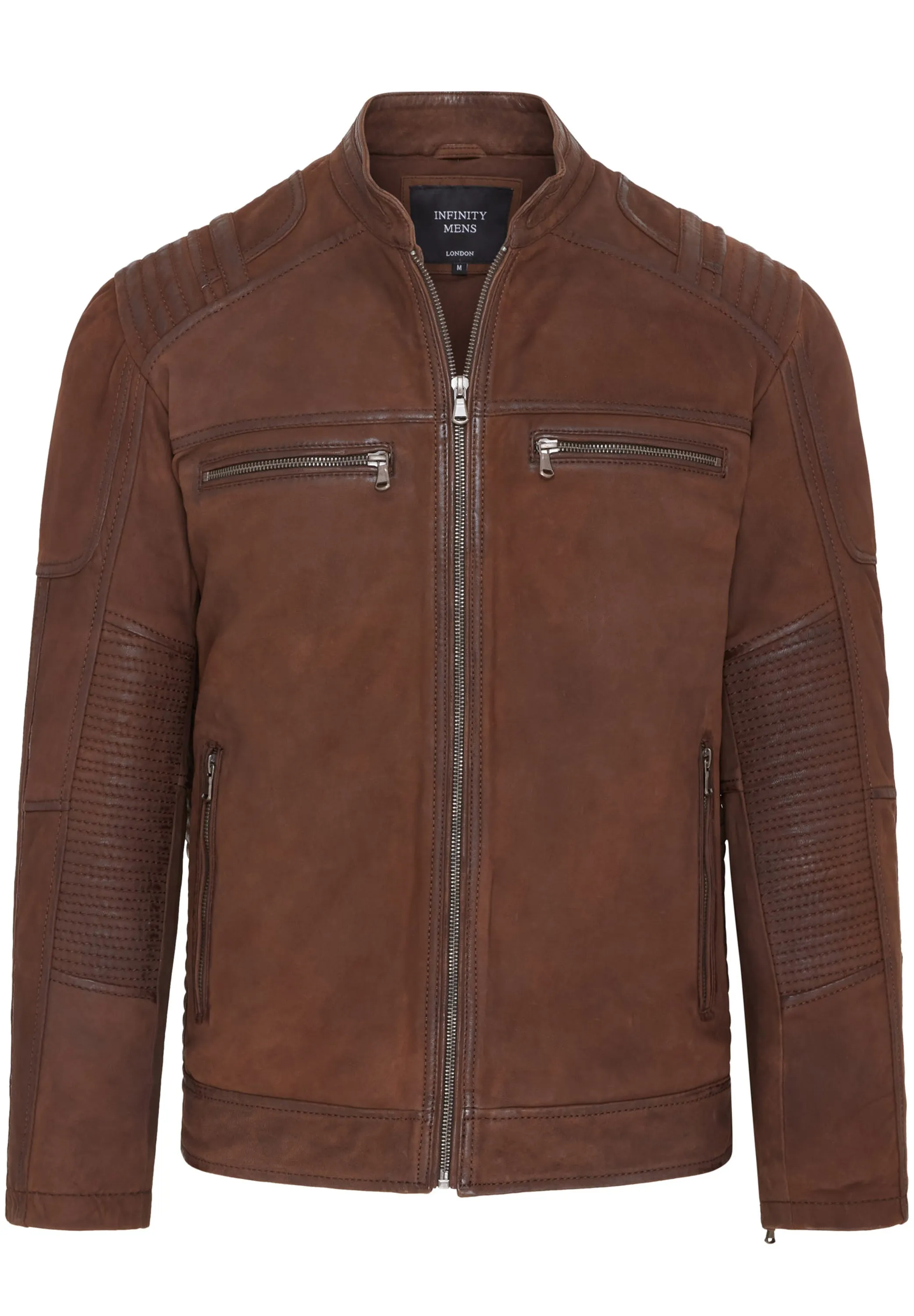 Mens Buff Leather Cafe Racer Biker Jacket - Jinan