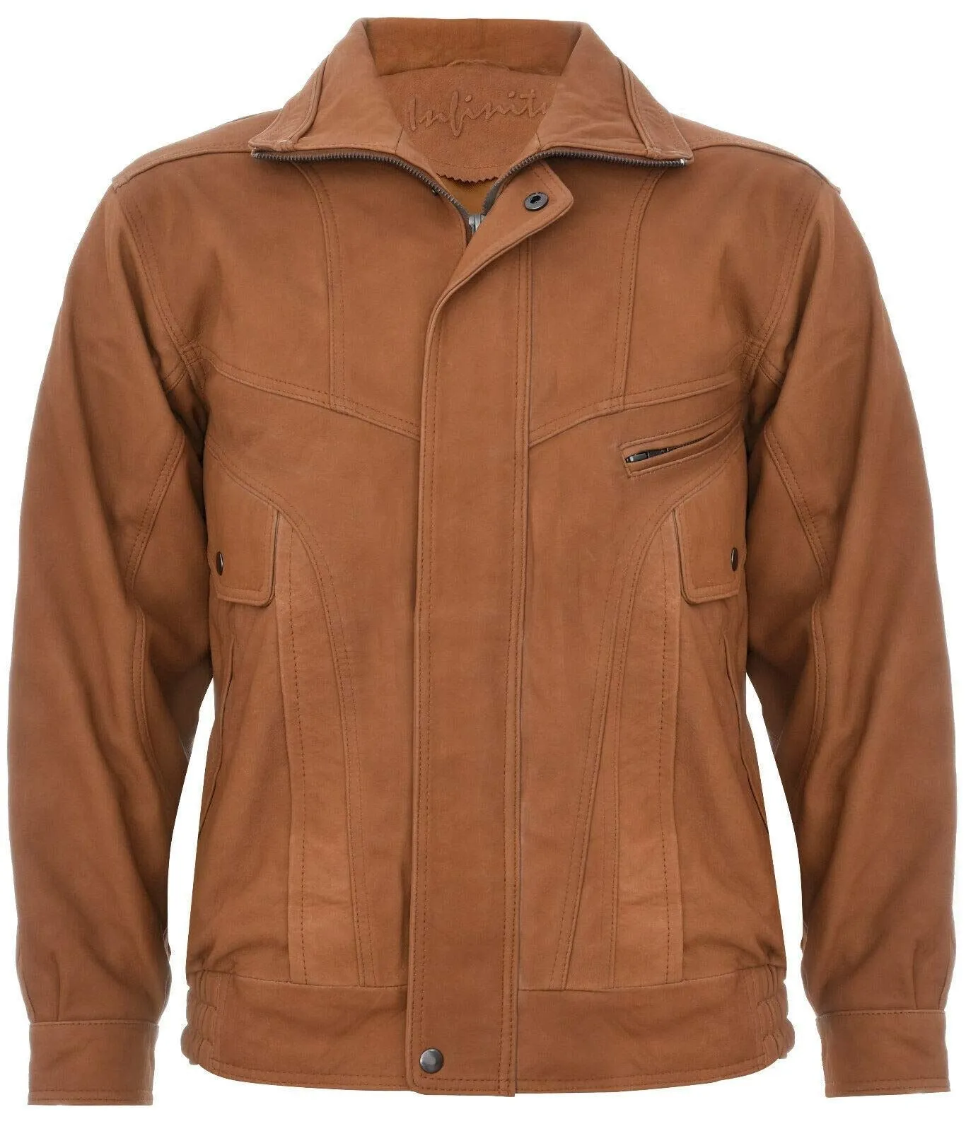 Mens Classic Harrington Bomber Leather Jacket-Minsk