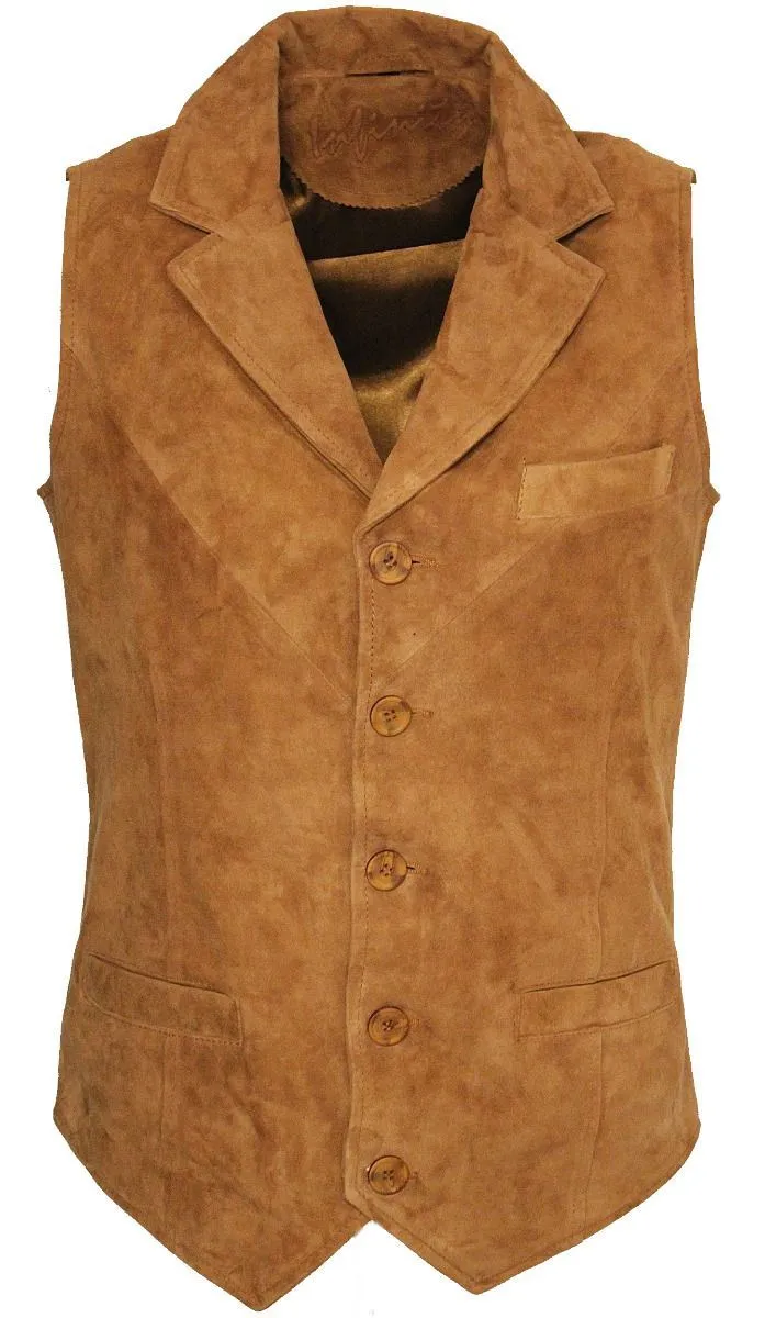 Mens Classic Smooth Goat Suede Leather Waistcoat-Exeter