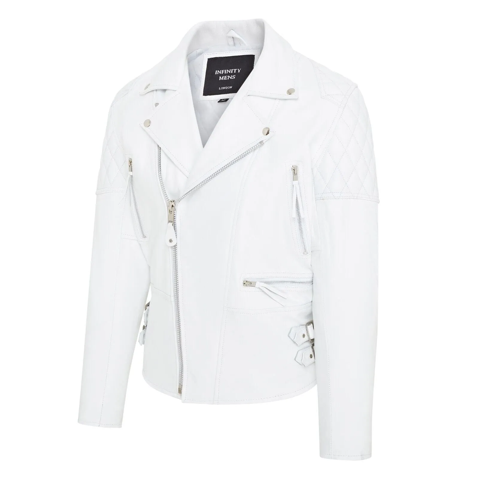 Mens Cowhide Leather Brando Biker Jacket - Garland