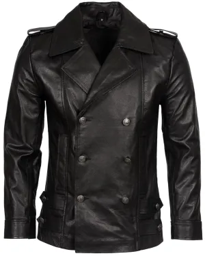 Mens Cowhide Leather Peacoat-Leiden