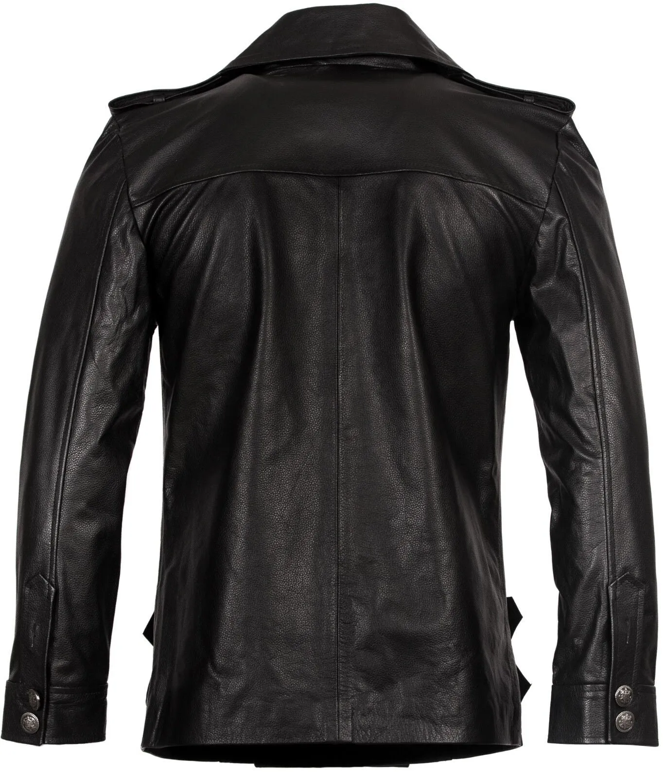 Mens Cowhide Leather Peacoat-Leiden