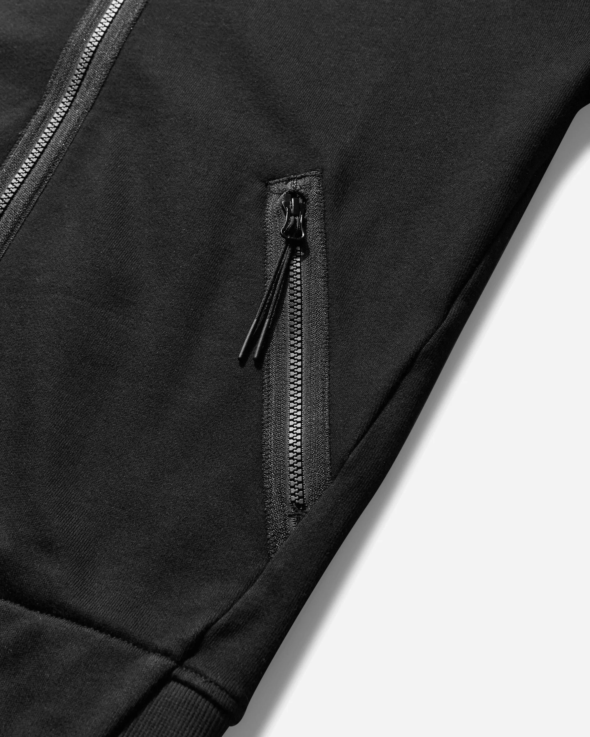 Men's Diagonal Raised Fleece Goggle Zipped Hoodie Black