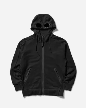 Men's Diagonal Raised Fleece Goggle Zipped Hoodie Black