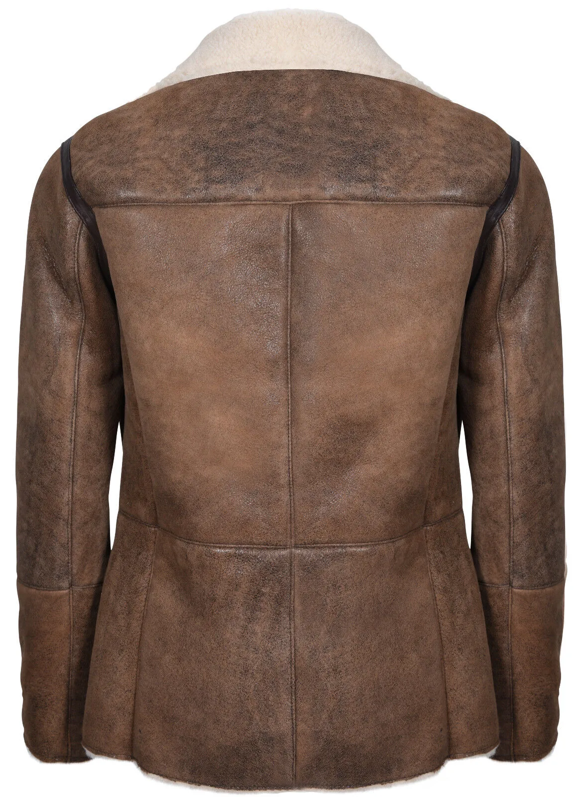 Mens Double Breasted Shearling Sheepskin Pea Coat-Valencia