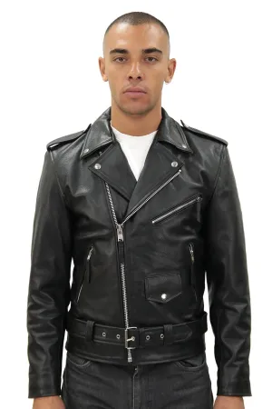 Mens Fringe Hide Leather Biker Jacket- Tokyo