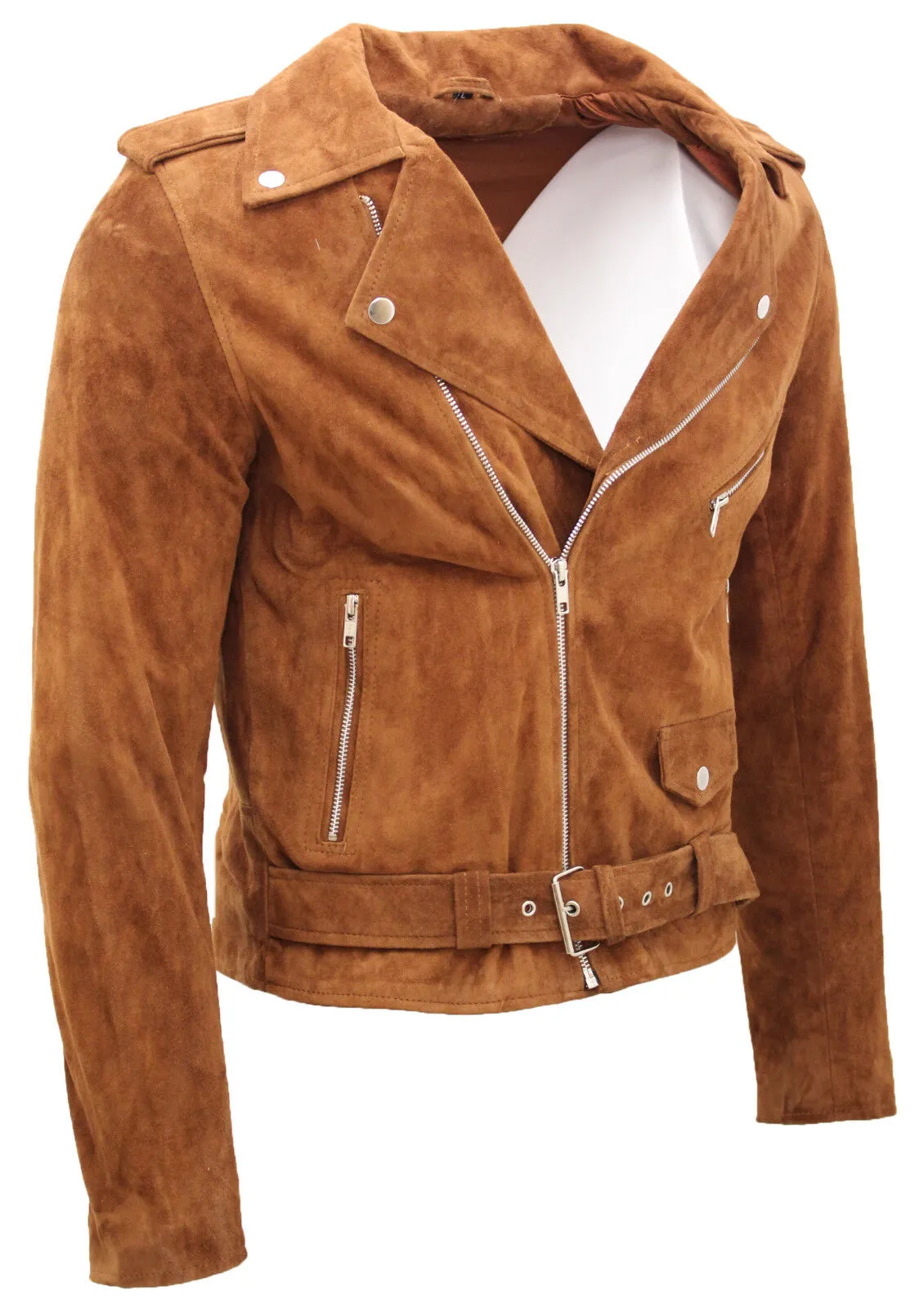 Mens Goat Suede Leather Brando Biker Jacket-Melbourne