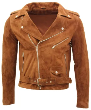Mens Goat Suede Leather Brando Biker Jacket-Melbourne