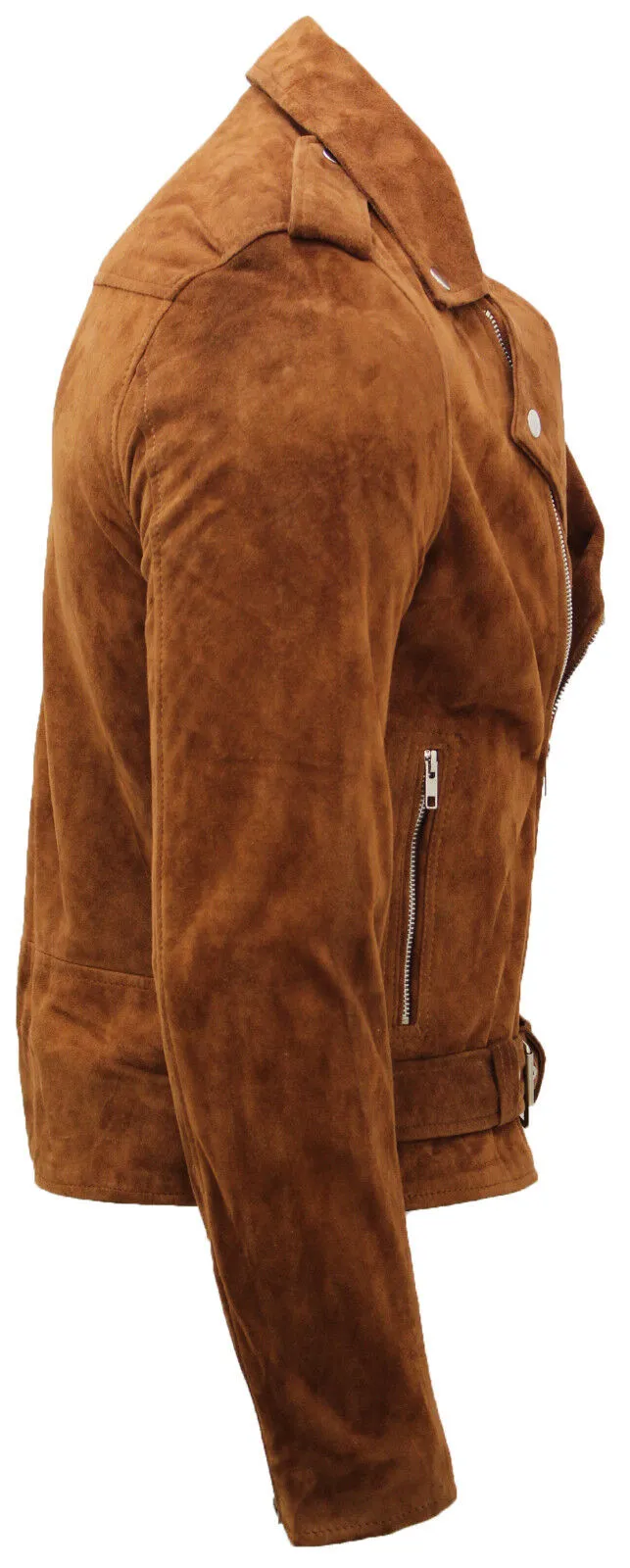 Mens Goat Suede Leather Brando Biker Jacket-Melbourne