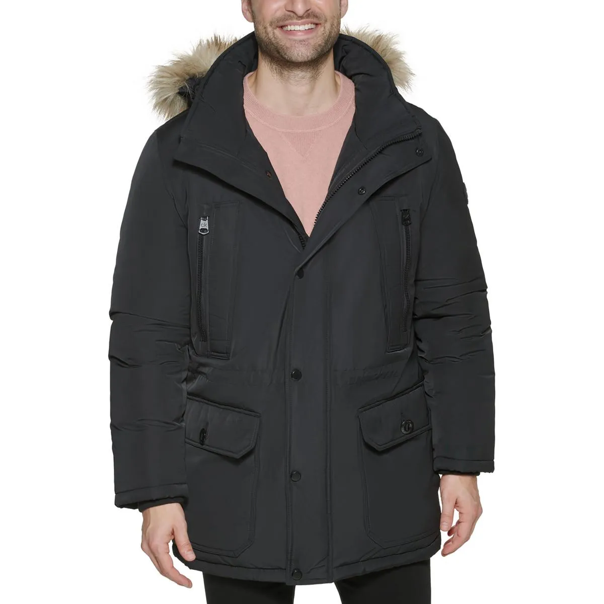 Mens Insulated Polyester Parka Coat