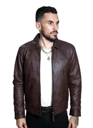 Mens Leather Harrington Jacket-Shanghai