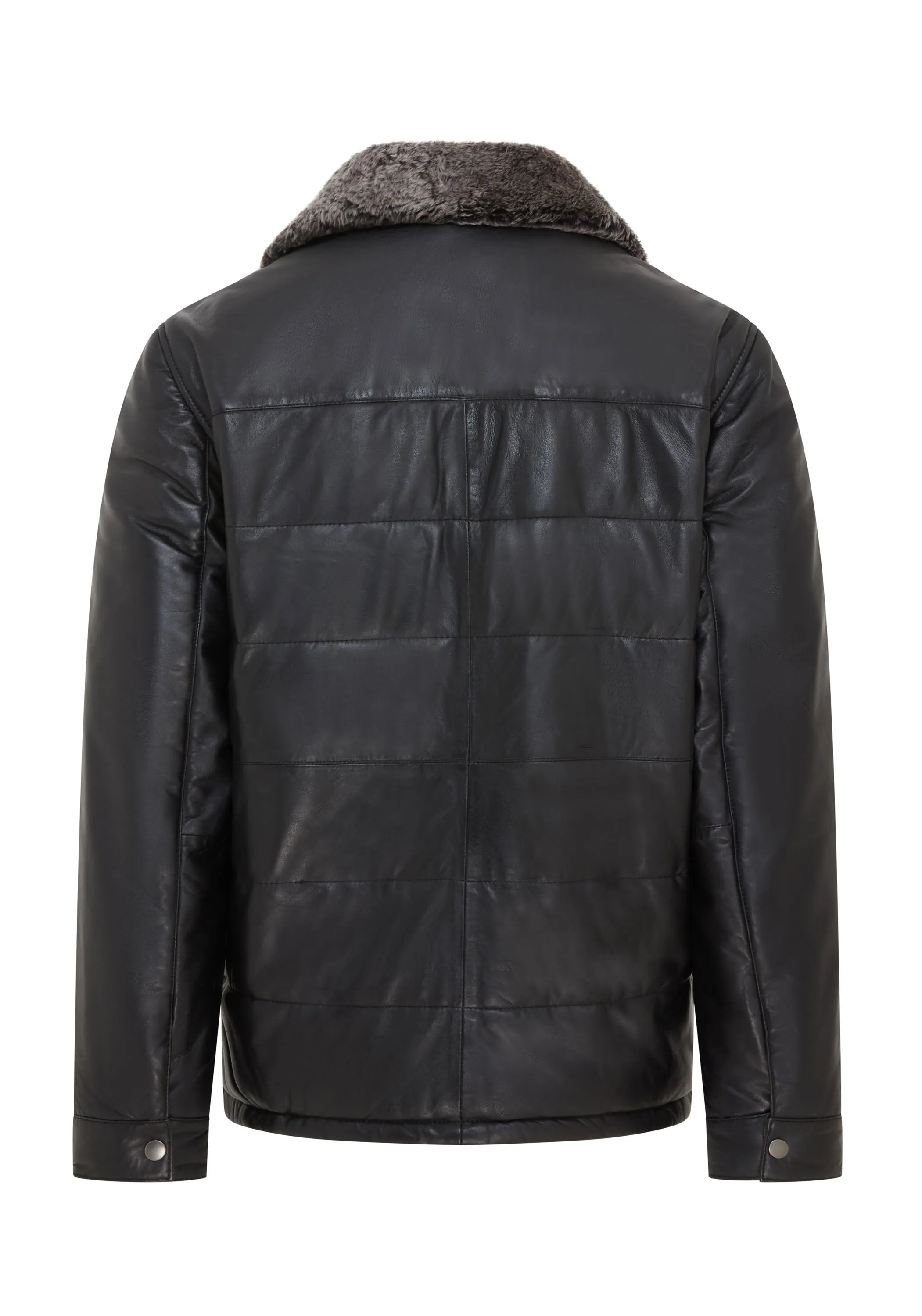 Mens Leather Puffer Quilted Jacket - Farsund