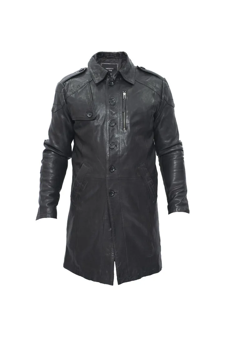 Mens Leather Trench Coat-Hamburg