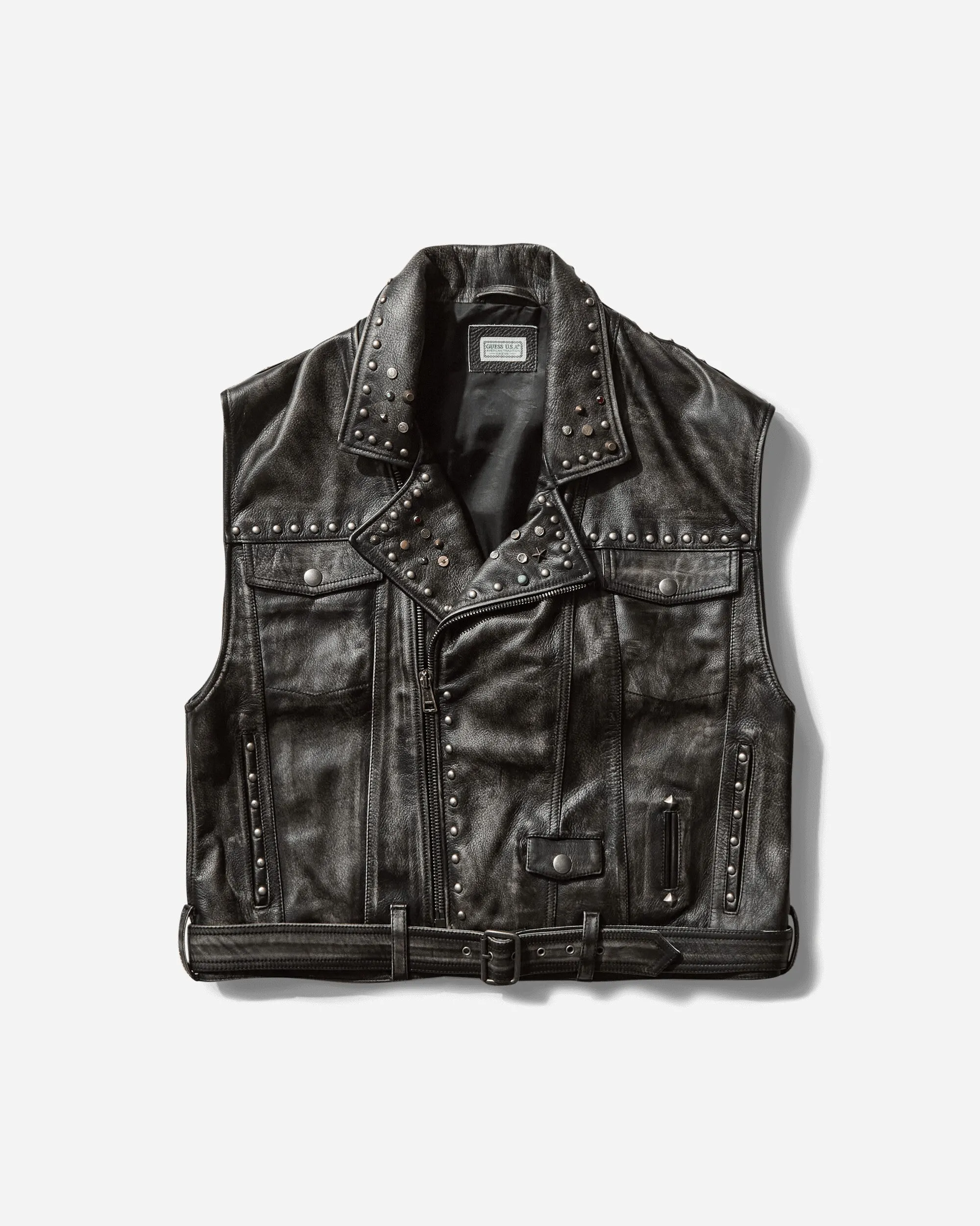 Men's Leather Vest Jet Black