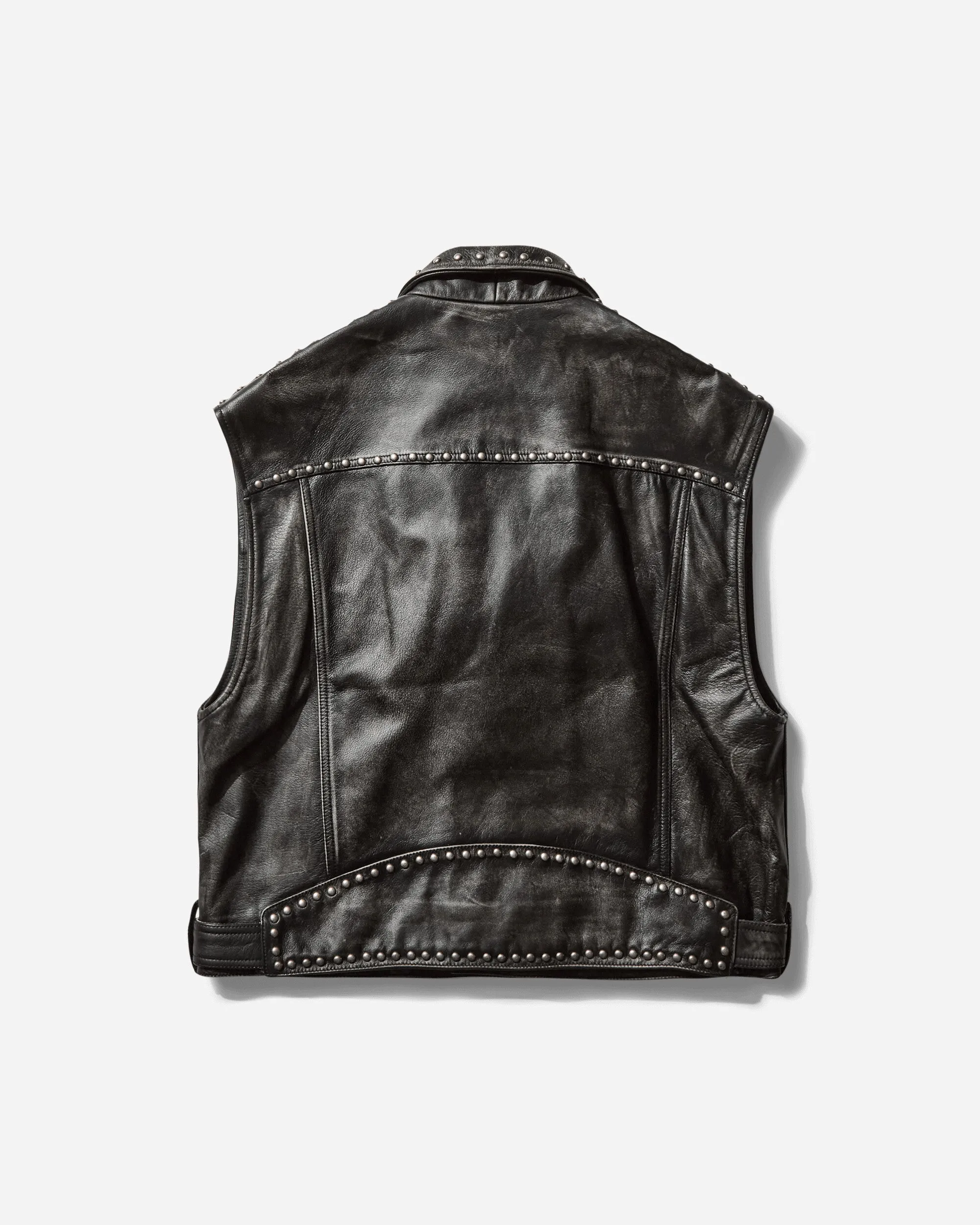 Men's Leather Vest Jet Black