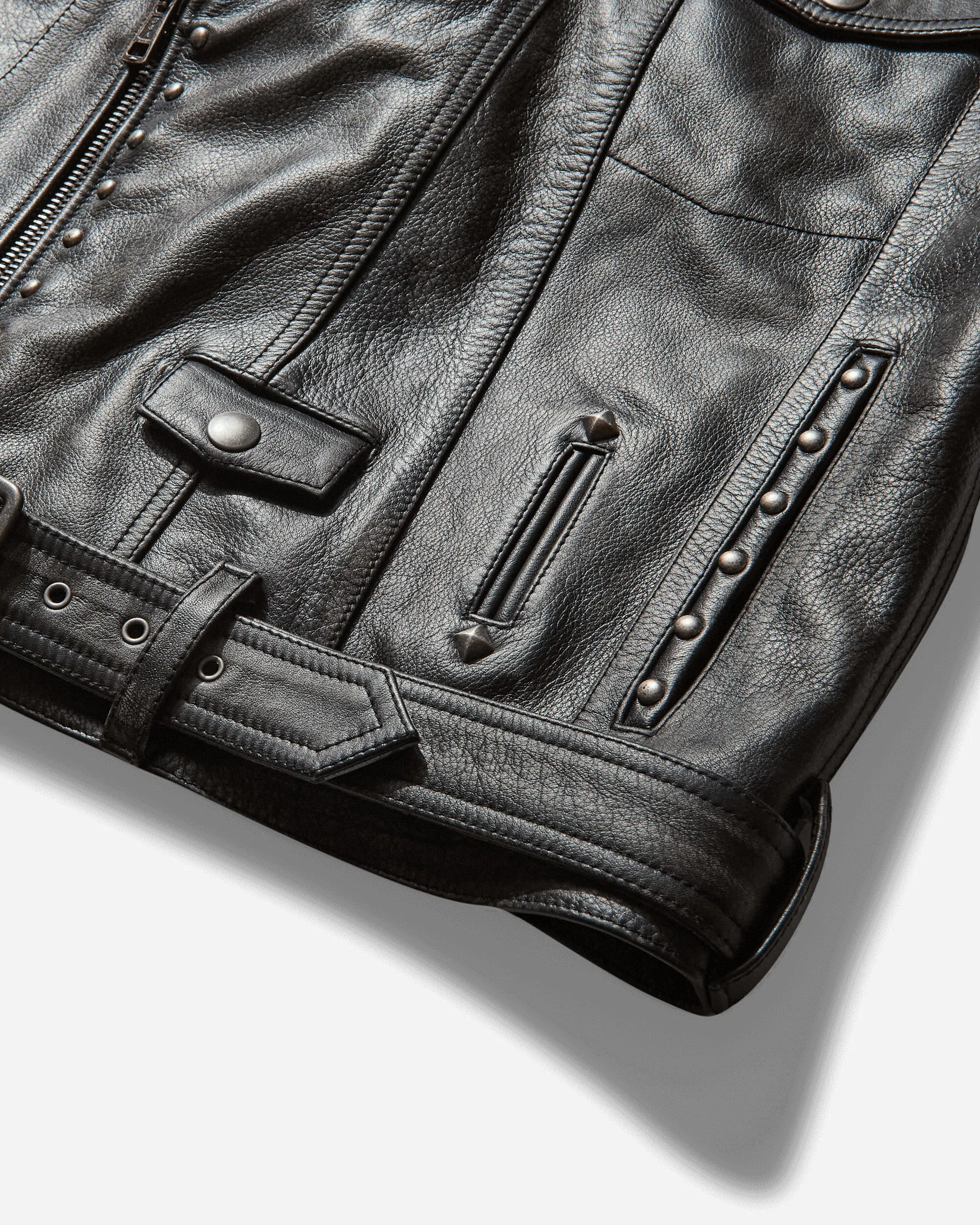 Men's Leather Vest Jet Black
