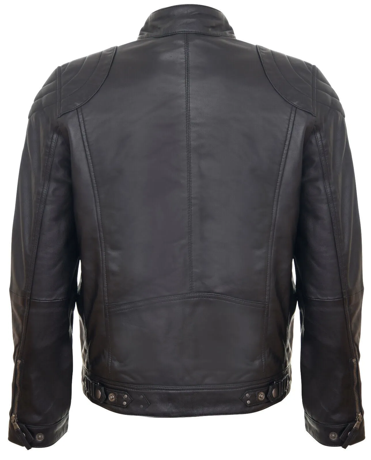 Mens Moto Leather Biker Jacket-Taiwan