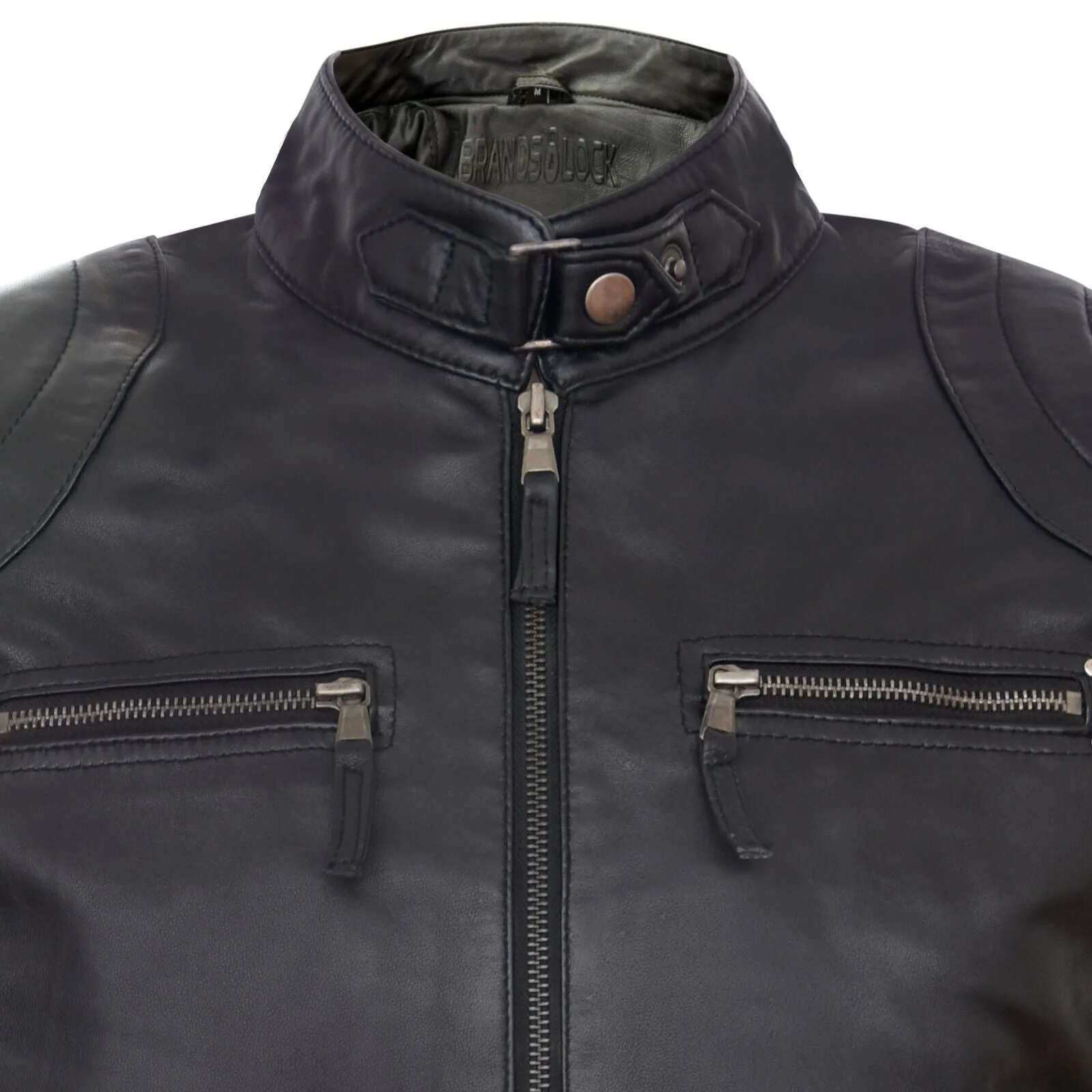 Mens Moto Leather Biker Jacket-Taiwan