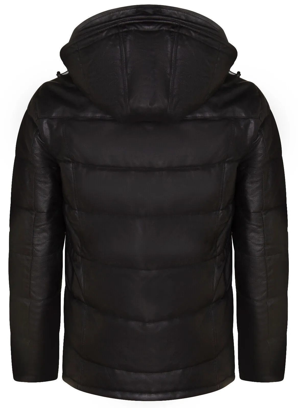Mens Puffer Leather Bomber Jacket-Alicante