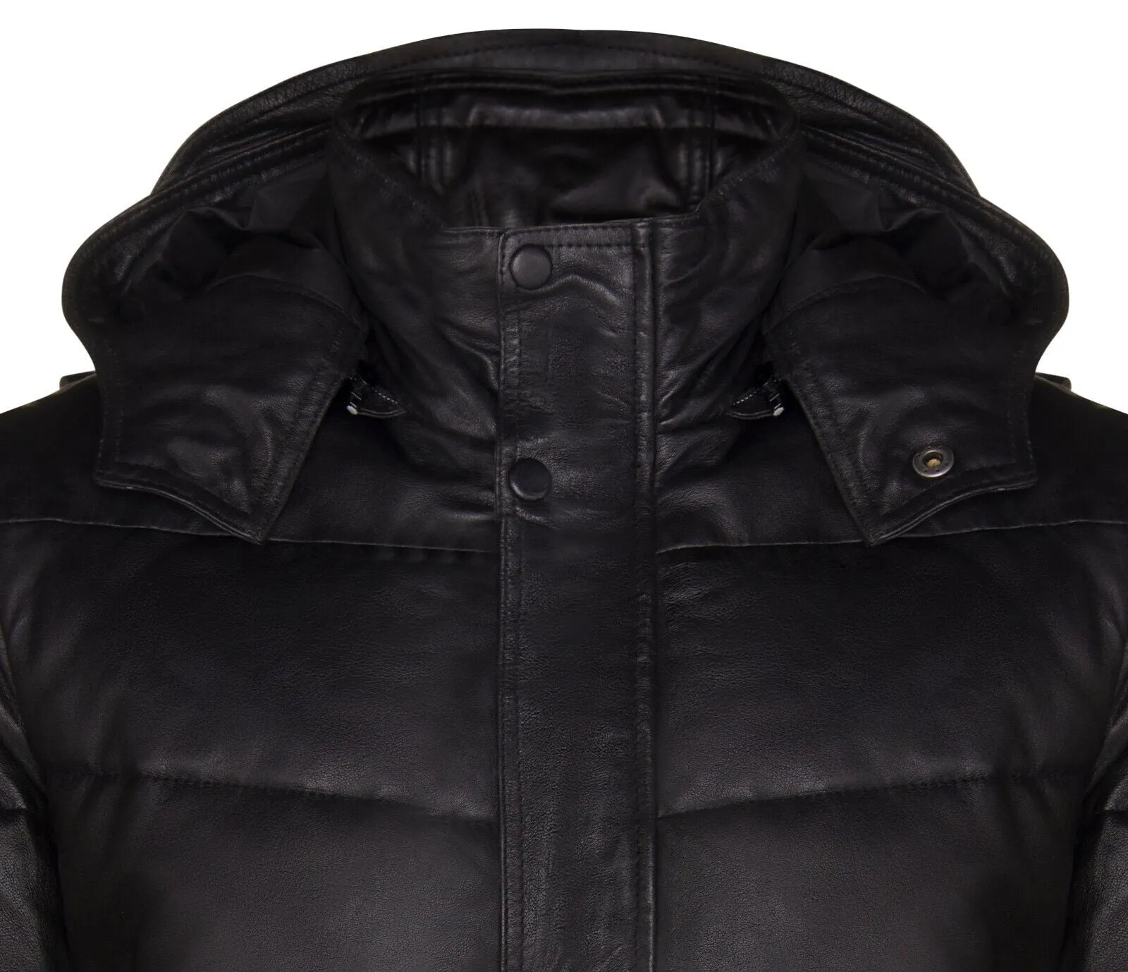 Mens Puffer Leather Bomber Jacket-Alicante