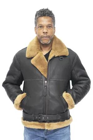 Mens RAF Sheepskin Leather Aviator Jacket-Colchester