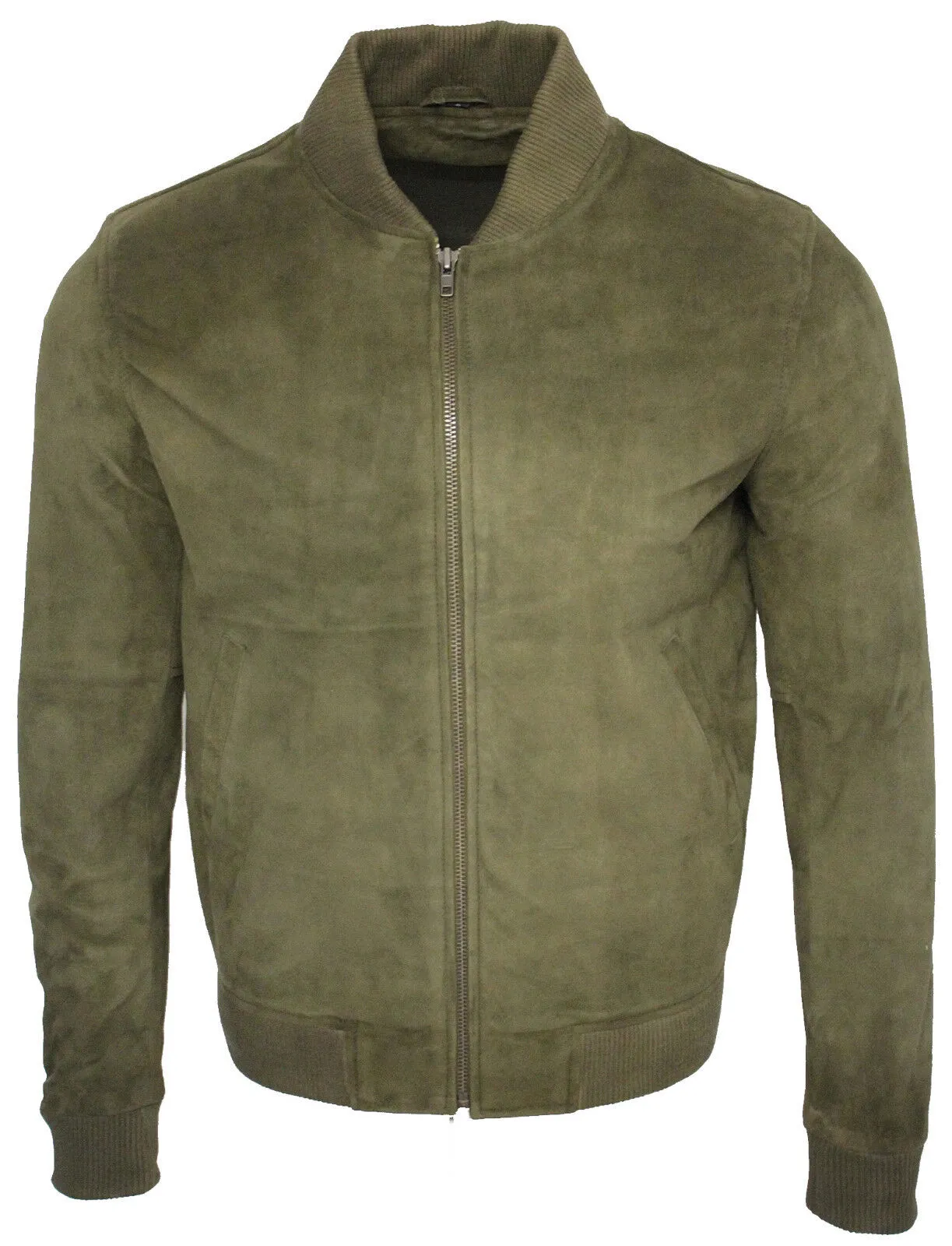 Mens Retro Goat Suede Varsity Leather Bomber Jacket-Athens