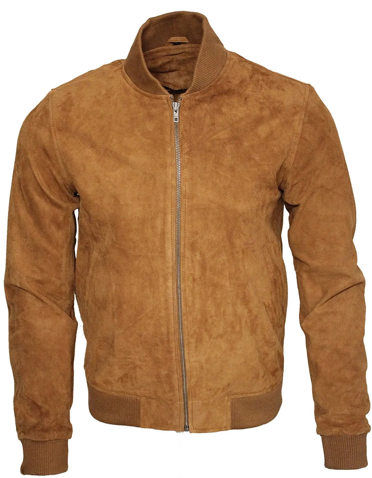 Mens Retro Goat Suede Varsity Leather Bomber Jacket-Athens