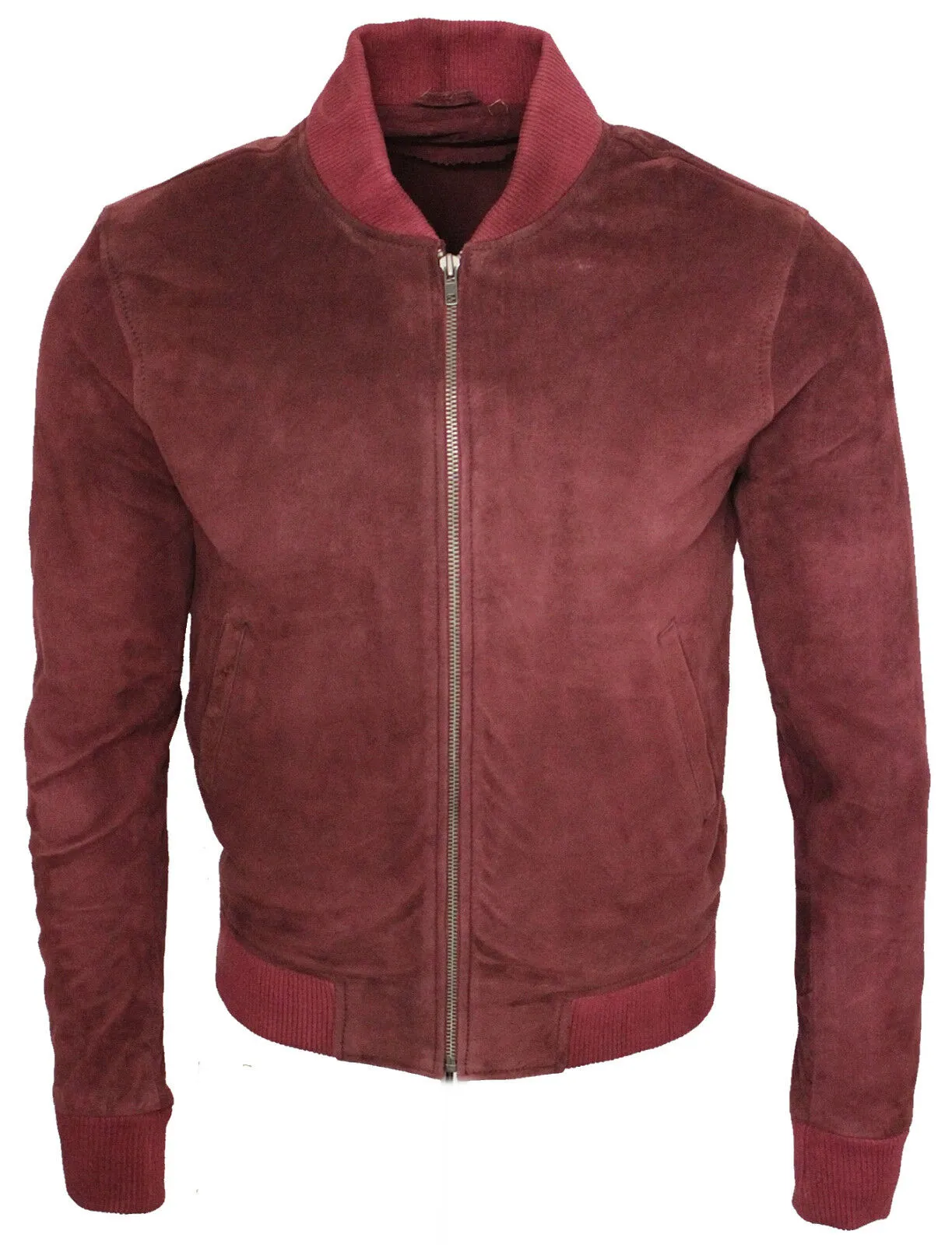 Mens Retro Goat Suede Varsity Leather Bomber Jacket-Athens