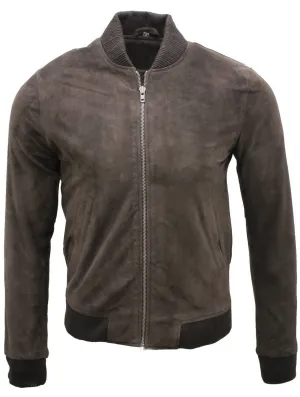 Mens Retro Goat Suede Varsity Leather Bomber Jacket-Athens