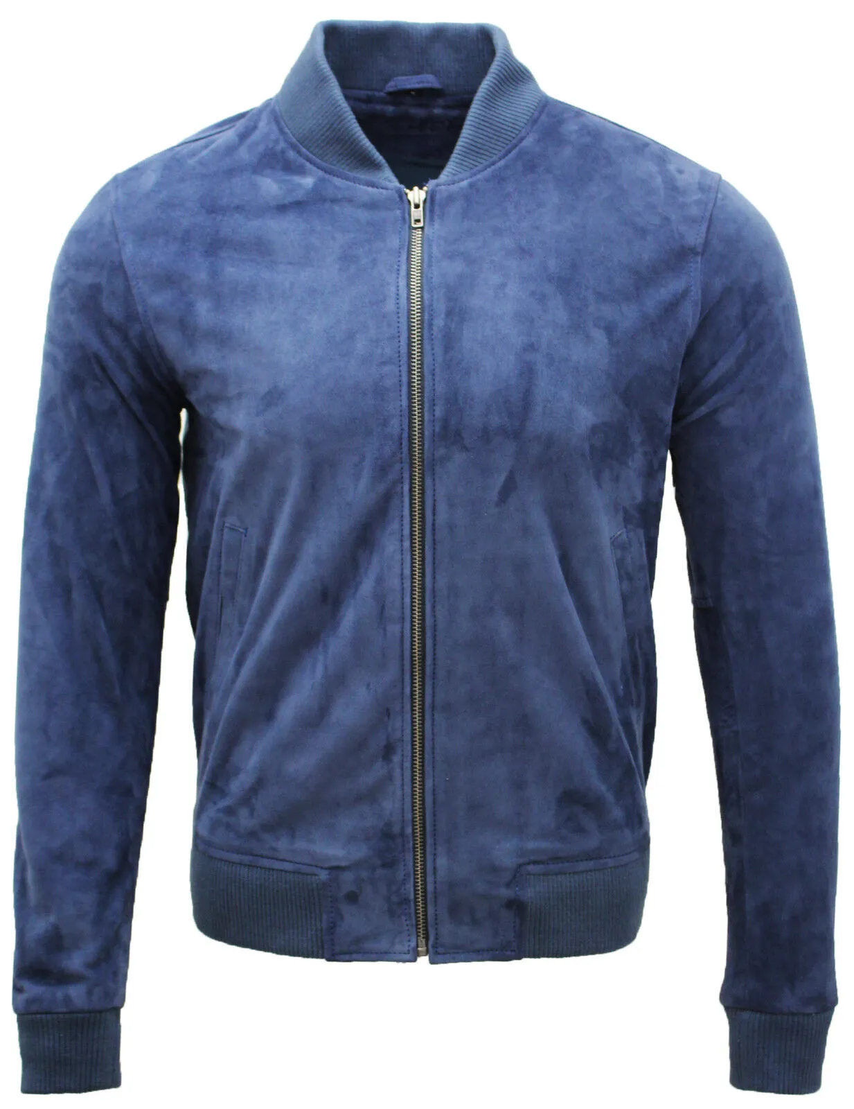 Mens Retro Goat Suede Varsity Leather Bomber Jacket-Athens