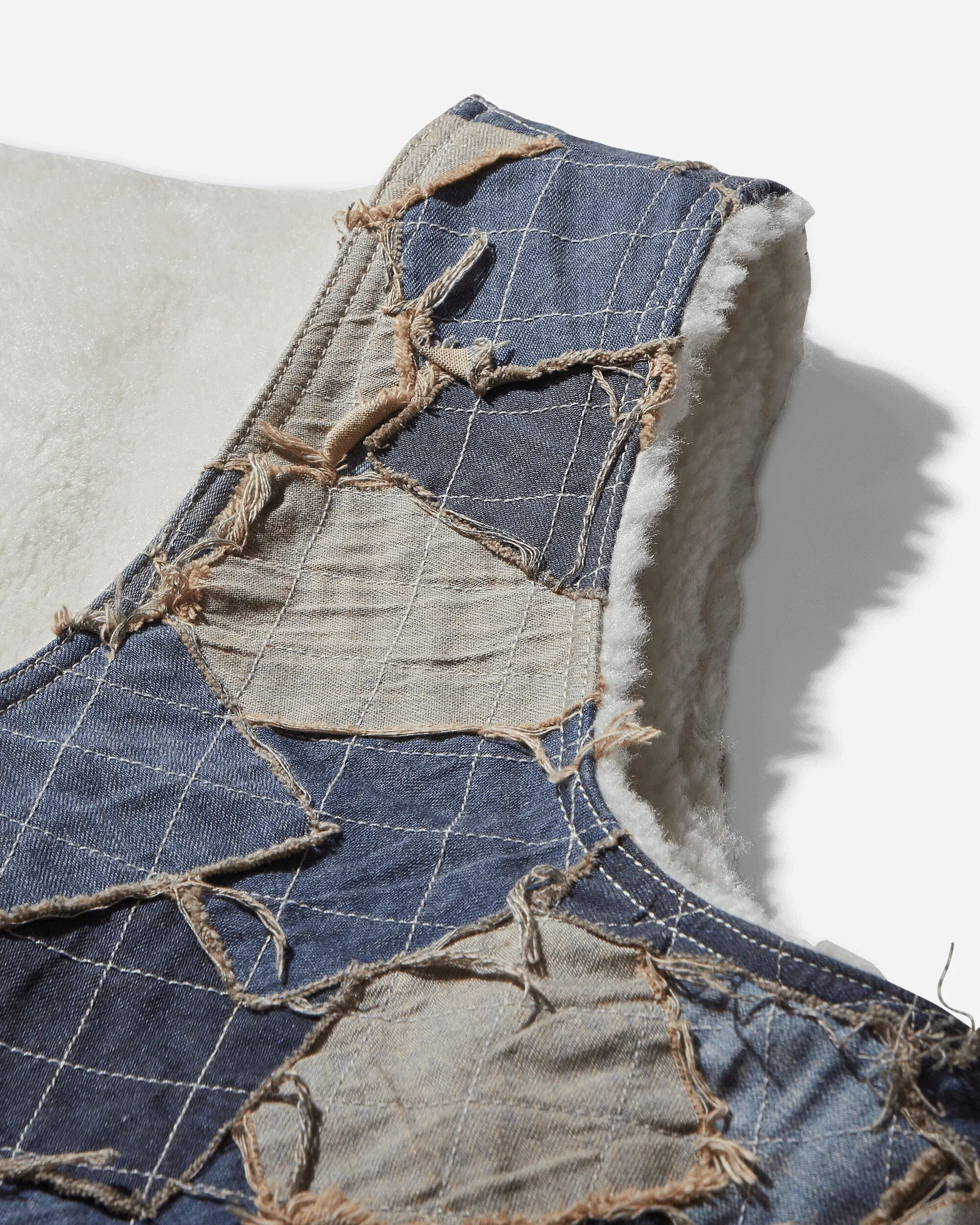 Men's Reversible Denim Vest Stained Light Blue