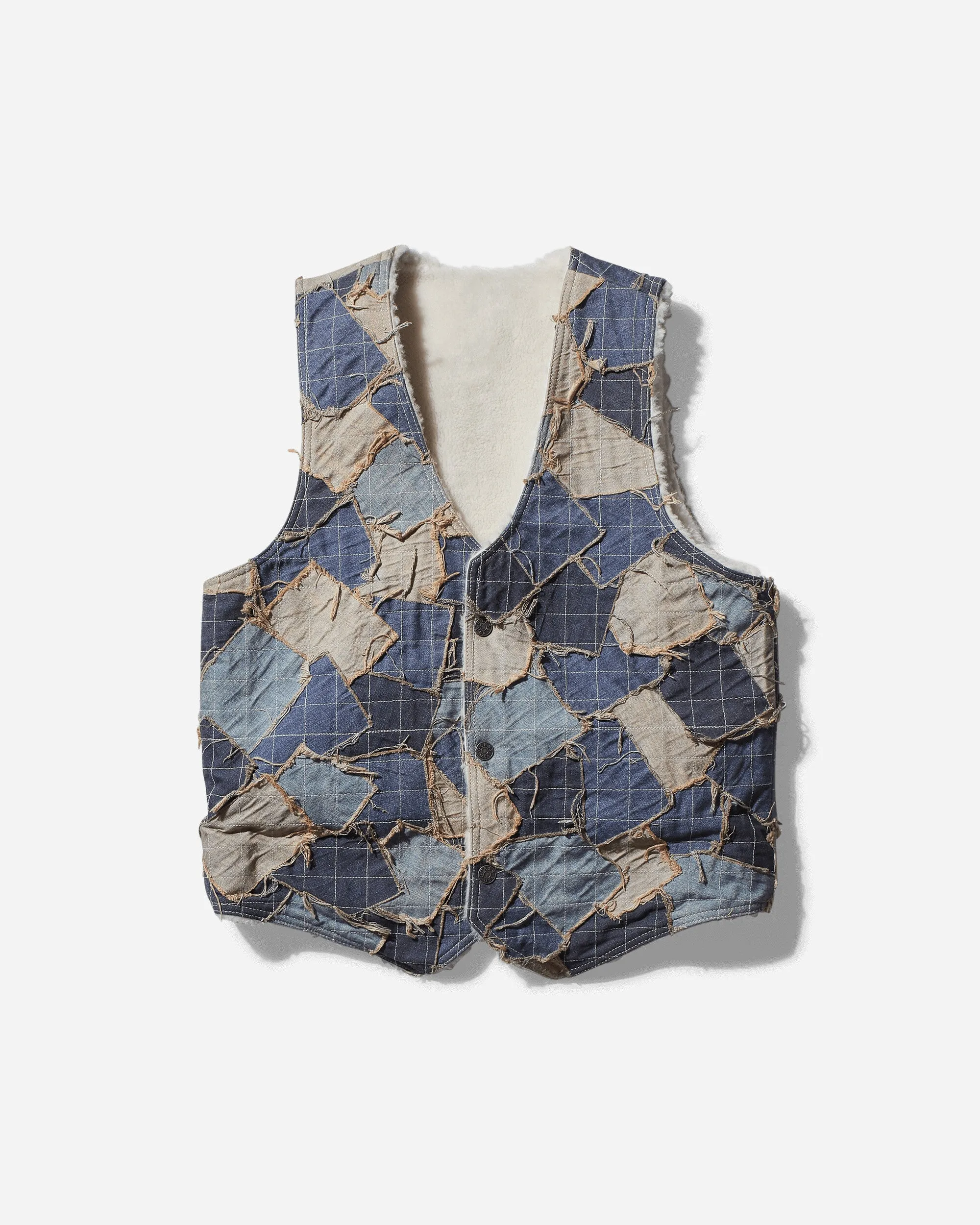 Men's Reversible Denim Vest Stained Light Blue