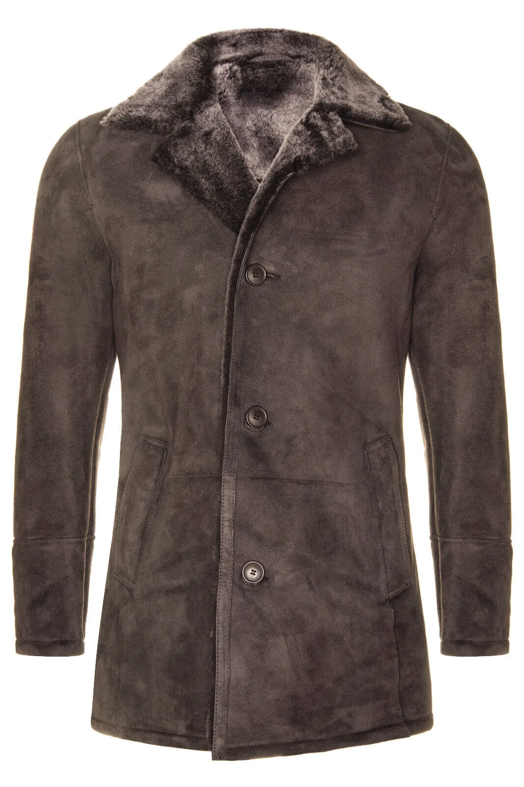 Mens Sheepskin Classic Car Coat-Avondale