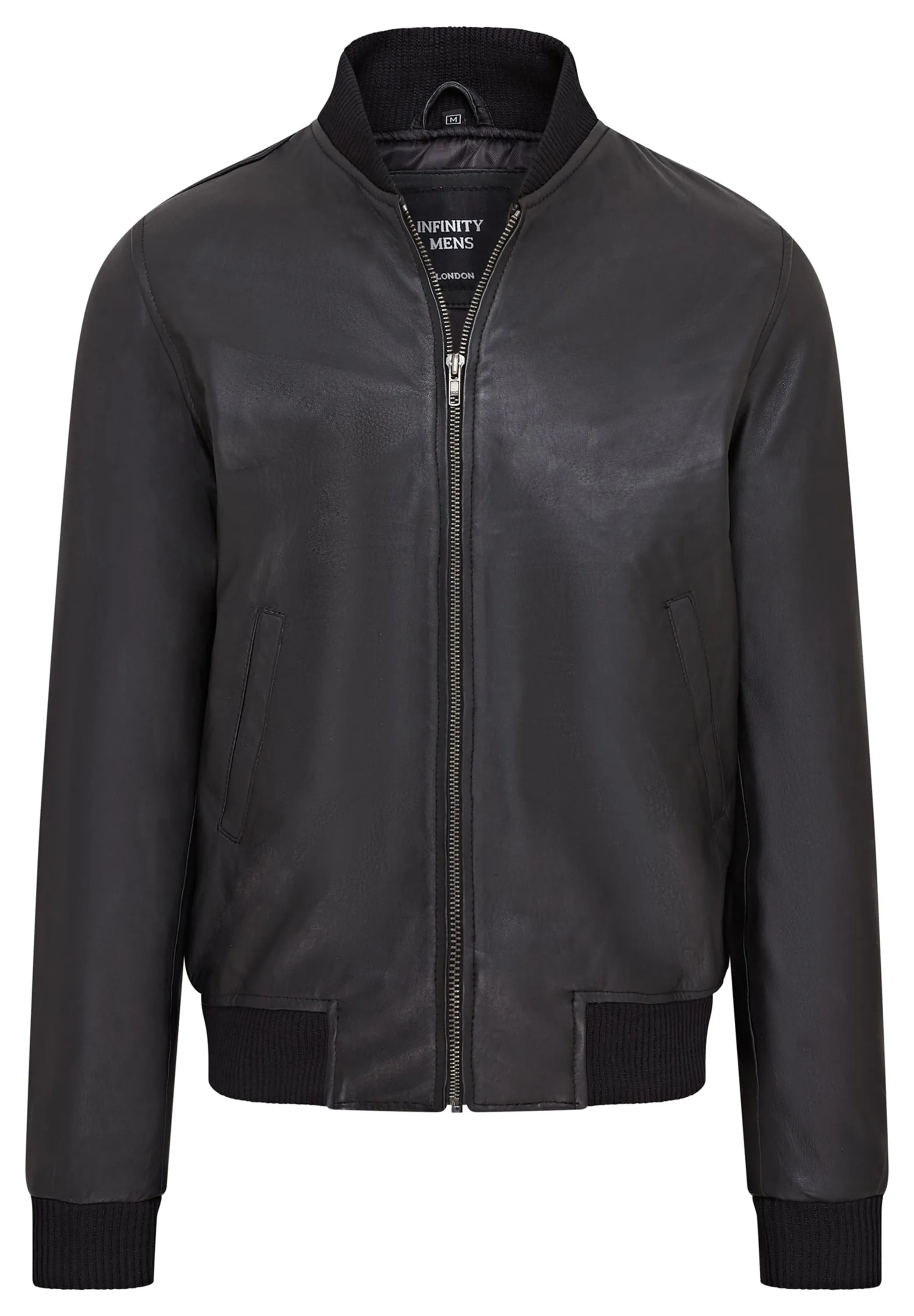 Mens Soft Leather MA-1 Varsity Bomber Jacket