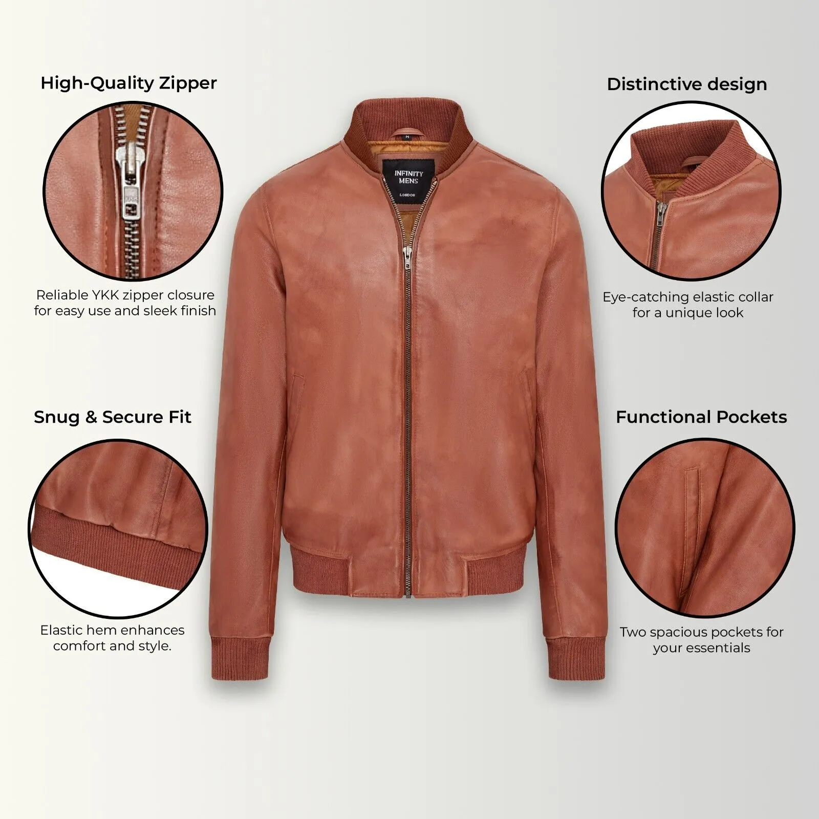 Mens Soft Leather MA-1 Varsity Bomber Jacket