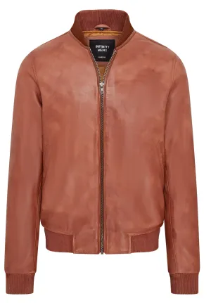 Mens Soft Leather MA-1 Varsity Bomber Jacket