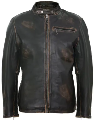 Mens Vintage Black Leather Biker Jacket- Sarajevo