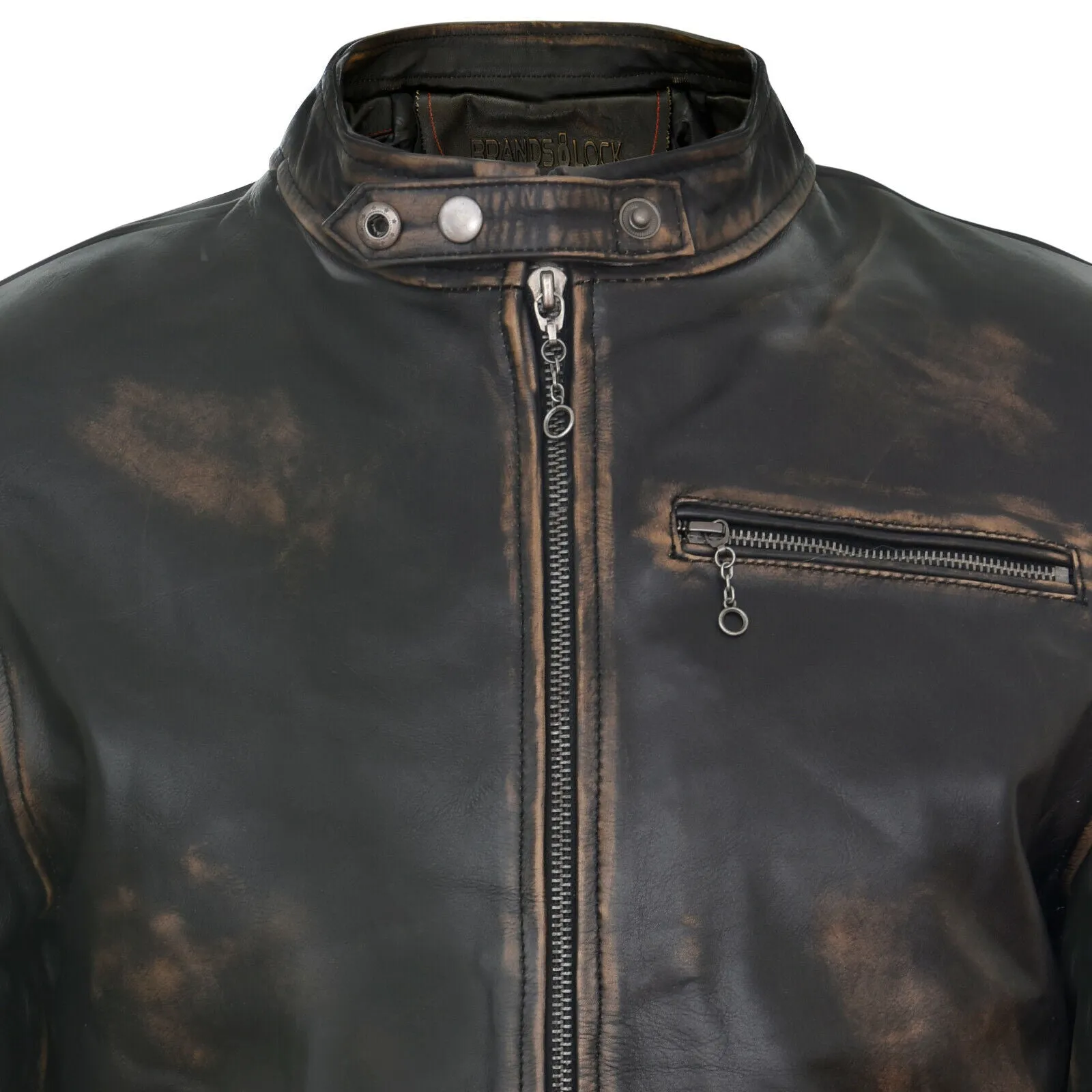 Mens Vintage Black Leather Biker Jacket- Sarajevo